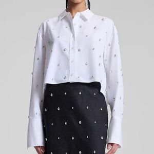 A.L.C. Crystal Mackie Top in White Cotton Button Down- SZ 4